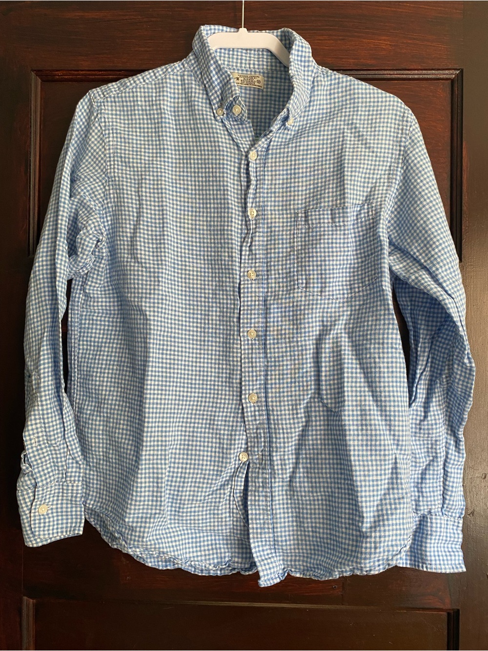 Reed Edward Blue White Gingham Cotton Button Down Shirt M